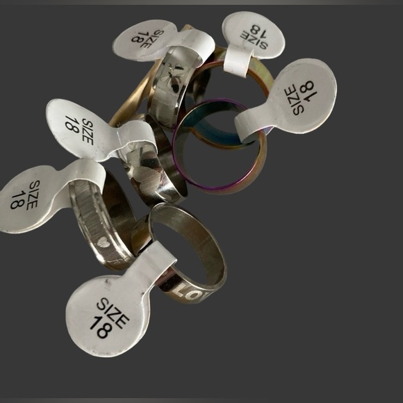 Band Rings Lot of 6 US Size 7-8 (MM) 18 Men Women Assorted Designs Rainbow NEW - Picture 9 of 10